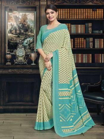 Here Is Very Pretty Printed Saree Fabricated On Poly Cotton Paired?With Running Blouse, This Pretty Formal Printed Saree Is Best Suitable For Your Work Place As It Is Light Weight And Esnures Superb Comfort All Day Long. Also It Can Be Used As Uniform At Different Places Like Airports, Hospitals And Hotels. Buy Now