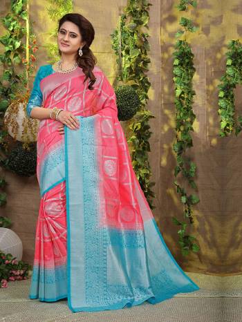 You Will Definitely Earn Lots Of Compliments In This Rich And Elegant Silk Based Saree, This Saree And Blouse are Beautified With Weave Giving It An Attractive Look