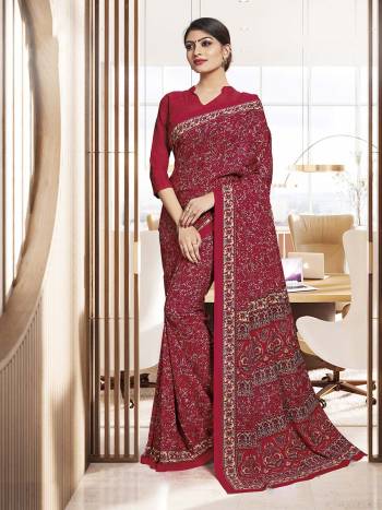 Here Is Very Pretty Printed Saree Fabricated On Poly Cotton Paired?With Running Blouse, This Pretty Formal Printed Saree Is Best Suitable For Your Work Place As It Is Light Weight And Esnures Superb Comfort All Day Long. Also It Can Be Used As Uniform At Different Places Like Airports, Hospitals And Hotels. Buy Now