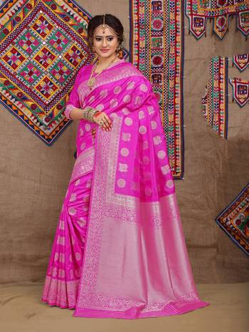 For A Rich And Elegant Look, Grab This Designer Silk Based Saree . This Saree Is Fabricated On Jacquard Silk Paired With Art Silk Fabricated Blouse Beautified With Heavy Weave All Over It.
