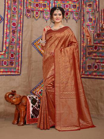 This Festive Season Look The Most Elegant Of All Wearing This Designer Jacquard Silk based Saree Beautified With Weave. This Saree Is Light Weight, Durable And Easy To Carry Throuhout The Gala