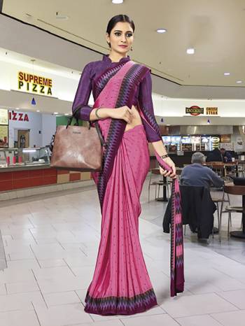 No More Worry For What To Wear At Your Place, Grab This Crepe Silk?Fabricated Saree And Blouse Beautified With Prints All Over. This Saree Can Be Used As Uniform At Different Places Like Airports, Hospitals And Hotels