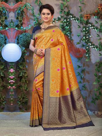 You Will Definitely Earn Lots Of Compliments In This Rich And Elegant Silk Based Saree, This Saree And Blouse are Beautified With Weave Giving It An Attractive Look