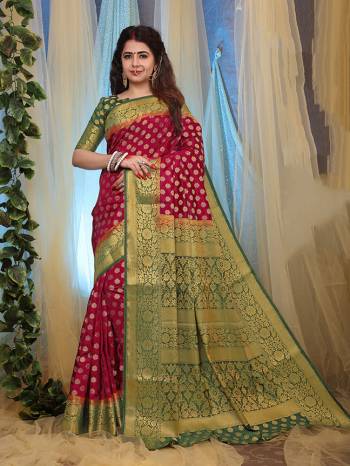 This Festive Season Look The Most Elegant Of All Wearing This Designer Silk based Saree Beautified With Weave. This Saree Is Light Weight, Durable And Easy To Carry Throughout The Gala