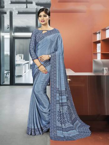 Here Is Very Pretty Printed Saree Fabricated On Crepe Silk Paired?With Running Blouse, This Pretty Formal Printed Saree Is Best Suitable For Your Work Place As It Is Light Weight And Esnures Superb Comfort All Day Long. Also It Can Be Used As Uniform At Different Places Like Airports, Hospitals And Hotels. Buy Now