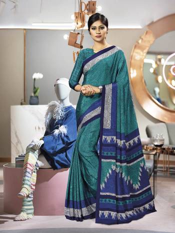 Here Is Very Pretty Printed Saree Fabricated On Crepe Silk Paired?With Running Blouse, This Pretty Formal Printed Saree Is Best Suitable For Your Work Place As It Is Light Weight And Esnures Superb Comfort All Day Long. Also It Can Be Used As Uniform At Different Places Like Airports, Hospitals And Hotels. Buy Now