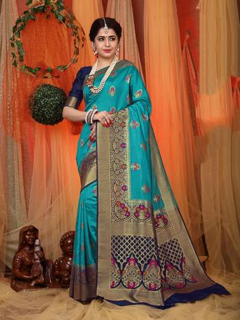 Grab This Beautiful Designer Silk Based Saree Which Gives A Rich?Look To Your Personality. This Saree Is Fabricated On Jacquard Silk Paired With Art Silk Fabricated Blouse, Beautified With Weave