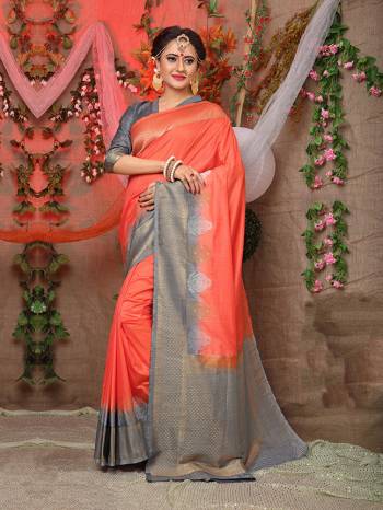 Celebrate This Festive Season With Beauty And Comfort Wearing This Designer Silk Based Saree Is Fabricated On Jacquard Silk Beautified With Attractive Weave Paired With Art Silk Fabricated Blouse