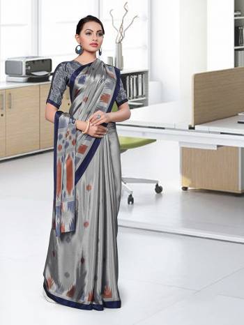 No More Worry For What To Wear At Your Place, Grab This Art Silk?Fabricated Saree And Blouse Beautified With Prints All Over. This Saree Can Be Used As Uniform At Different Places Like Airports, Hospitals And Hotels