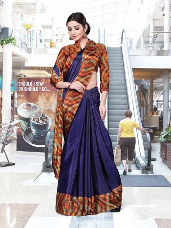 No More Worry For What To Wear At Your Place, Grab This Art Silk?Fabricated Saree And Blouse Beautified With Prints All Over. This Saree Can Be Used As Uniform At Different Places Like Airports, Hospitals And Hotels