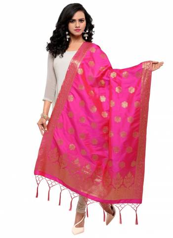 Pair Up This Beautiful Dupatta With Your Simple Or Heavy Suit. This Pretty Dupatta Is Fabricated On Banarasi Art Silk Beautified with Weave All Over. It Is Light In Weight And Easy To Carry all Day Long