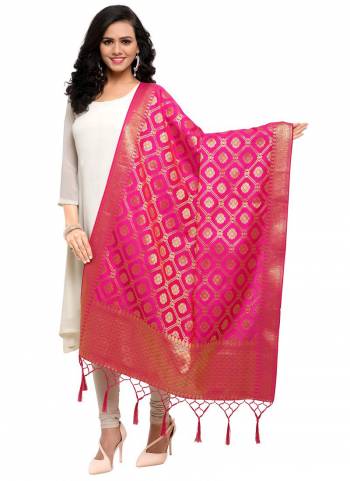 Pair Up This Beautiful Dupatta With Your Simple Or Heavy Suit. This Pretty Dupatta Is Fabricated On Banarasi Art Silk Beautified with Weave All Over. It Is Light In Weight And Easy To Carry all Day Long