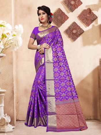 This Festive Season Look The Most Elegant Of All Wearing This Designer Silk based Saree Beautified With Weave. This Saree Is Light Weight, Durable And Easy To Carry Throughout The Gala