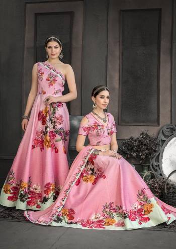 Go Colorful With This Designer Two In One Lehenga Which You Make It As Floor Length Suit Or Lehenga. Its Pretty Blouse And Lehenga are Fabricated On Heritage Art Silk Paired With Chiffon Fabricated Dupatta. It Is Beautified With Digital Prints And Stone Work. Buy This Designer Piece Now.