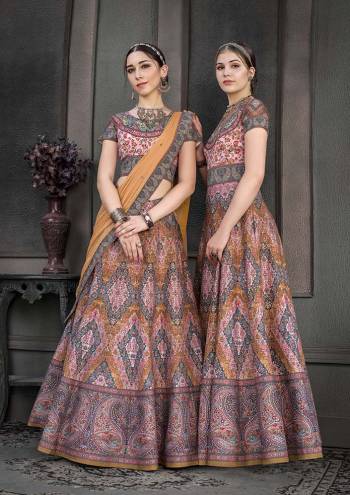 Look Beautiful In This Designer Colorful Two In One Lehenga Choli Dress. This Multi Colored Lehenga Choli Is Fabricated On Heritage Art Silk Beautified With Digital Prints And Stone Work All Over. You Can Get This Stitched As A Floor Length Suit Or Lehenga As Per Your Comfort And Occasion. 