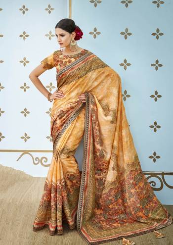 This Festive Season, Celebrate With Beauty And Comfort Wearing This Designer Printed Saree. This Saree And Blouse Are Banarasi Art Silk Based Beautified With Digital Prints And Stone Work. Buy Now.