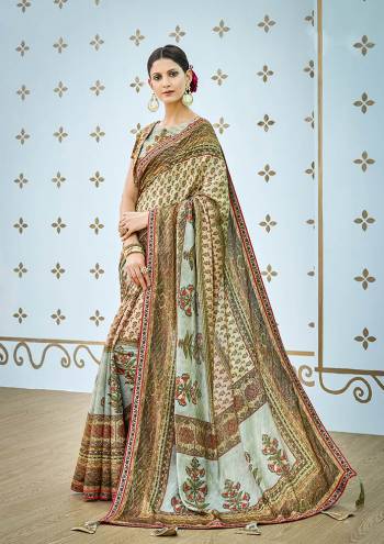 Beat The Heat This Summer Wearing This Pretty Digital Printed Designer Saree, This Saree And Blouse Are Fabricated On Banarasi Art Silk Beautified With Prints And Stone Work. 