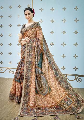 Beat The Heat This Summer Wearing This Pretty Digital Printed Designer Saree, This Saree And Blouse Are Fabricated On Banarasi Art Silk Beautified With Prints And Stone Work. 