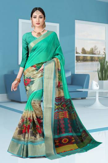 Here Is Very Pretty Printed Saree Fabricated On Cotton Paired With Running Blouse, This Pretty Formal Printed Saree Is Best Suitable For Your Work Place As It Is Light Weight And Esnures Superb Comfort All Day Long. Also It Can Be Used As Uniform At Different Places Like Airports, Hospitals And Hotels. Buy Now