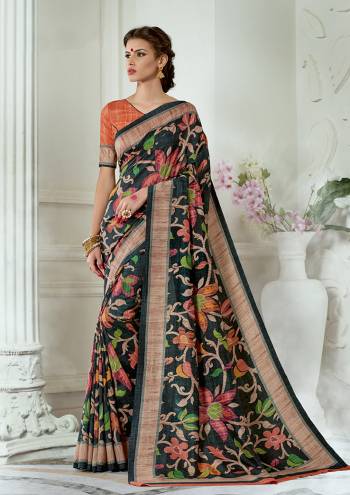 This Festive Season Look The Most Elegant Of All Wearing This Designer Tussar Silk based Saree Beautified With Prints. This Saree Is Light Weight, Durable And Easy To Carry Throughout The Gala