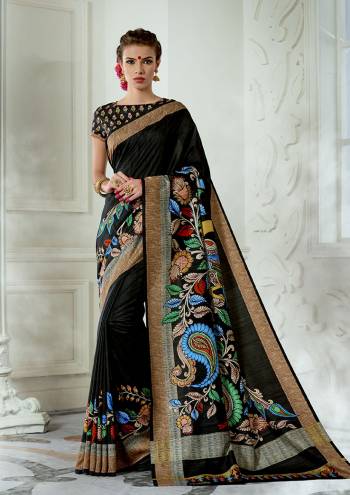 You Will Definitely Earn Lots Of Compliments In This Rich And Elegant Tussar Silk Based Saree, This Saree And Blouse are Beautified With Prints Giving It An Attractive Look