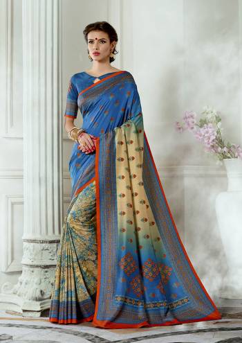 This Festive Season Look The Most Elegant Of All Wearing This Designer Tussar Silk based Saree Beautified With Prints. This Saree Is Light Weight, Durable And Easy To Carry Throughout The Gala