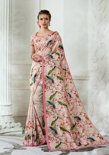 Look Pretty In This Designer Tussar Silk Based Saree Beautified With Prints All Over. Its Rich Fabric And Unique Weave Pattern Will Earn You Lots Of Compliments From Onlookers