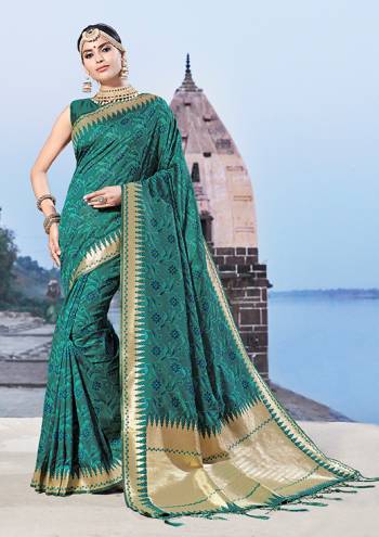 This Festive Season Look The Most Elegant Of All Wearing This Designer Silk based Saree Beautified With Weave. This Banarasi Art Silk Saree Is Light Weight, Durable And Easy To Carry Throughout The Gala