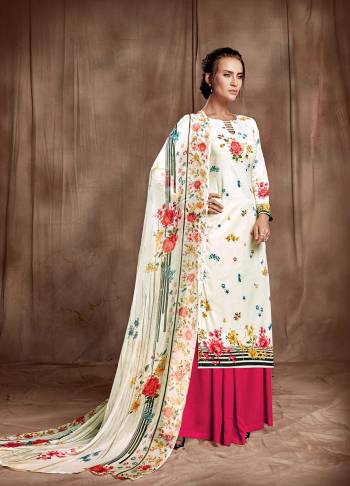 Beautifull  floral digital printed sharara  style salwar suit comes with cotton fabric bottom & beautiful Printed dupatta. The suit which can be stitched up to size 44. Pair it with high heels and look effortlessly chic and fashionable.