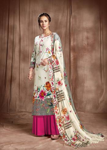 Beautifull  floral digital printed sharara  style salwar suit comes with cotton fabric bottom & beautiful Printed dupatta. The suit which can be stitched up to size 44. Pair it with high heels and look effortlessly chic and fashionable.