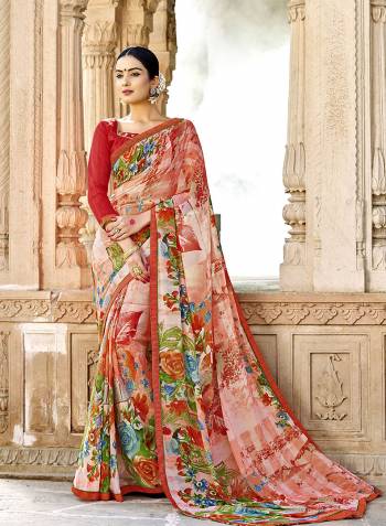 Look Pretty In This Georgette  Based Saree Paired With Georgette Fabricated Blouse. It Is Light In Weight And Easy To Drape. Buy Now. 