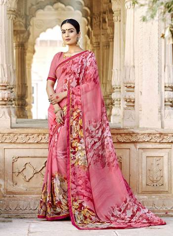 Look Pretty In This Georgette  Based Saree Paired With Georgette Fabricated Blouse. It Is Light In Weight And Easy To Drape. Buy Now. 