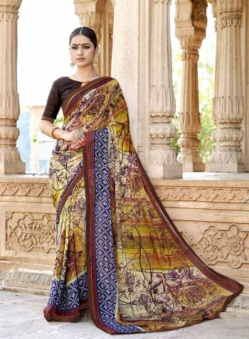 Look Pretty In This Georgette  Based Saree Paired With Georgette Fabricated Blouse. It Is Light In Weight And Easy To Drape. Buy Now. 