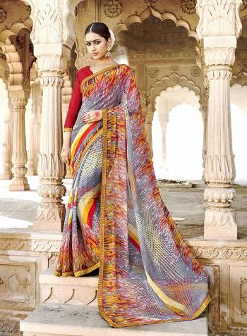 Look Pretty In This Georgette  Based Saree Paired With Georgette Fabricated Blouse. It Is Light In Weight And Easy To Drape. Buy Now. 