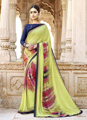 Look Pretty In This Georgette  Based Saree Paired With Georgette Fabricated Blouse. It Is Light In Weight And Easy To Drape. Buy Now. 