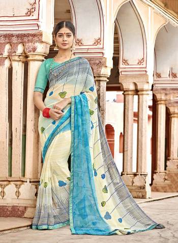 For A Royal Look, Grab This  Printed Saree In Georgette Fabricated Paired With Georgette Blouse.  Grab This Pretty Light Weight Saree. Buy Now.