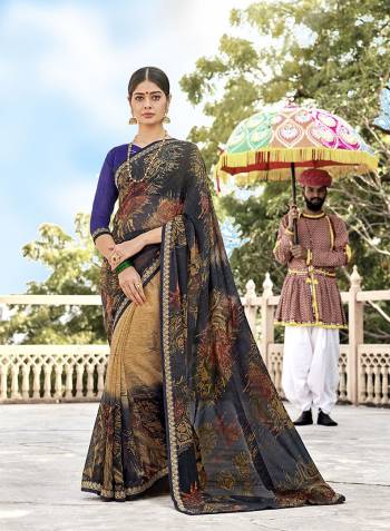 For A Royal Look, Grab This  Printed Saree In Georgette Fabricated Paired With Georgette Blouse.  Grab This Pretty Light Weight Saree. Buy Now.