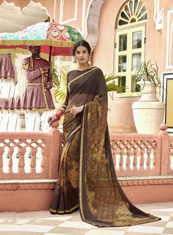 For A Royal Look, Grab This  Printed Saree In Georgette Fabricated Paired With Georgette Blouse.  Grab This Pretty Light Weight Saree. Buy Now.