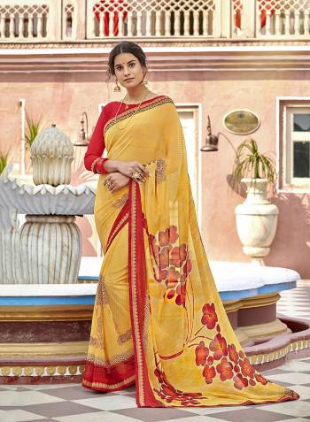 For A Royal Look, Grab This  Printed Saree In Georgette Fabricated Paired With Georgette Blouse.  Grab This Pretty Light Weight Saree. Buy Now.