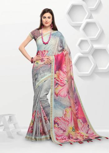 For Your Semi-Casuals Or Festive Wear. Grab This Pretty Light Weight Printed Saree Fabricated On Linen. It Is Beautified With Prints All Over And Its Fabric Is Light Weight, Durable And Easy To Care For. 