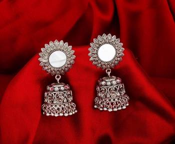 Grab This Pretty Earrings Set In Silver Color To Pair Up With Your?Indo Western Attire. It Is Light In Weight And Can Be Paired With Any Colored Attire. Buy Now