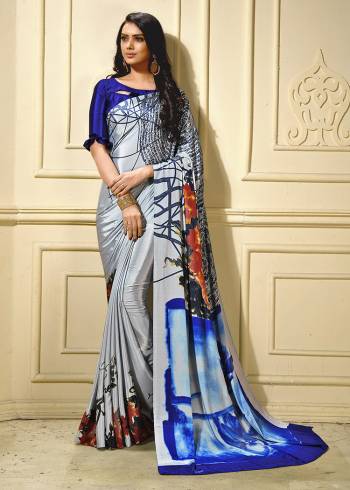 For Your Semi-Casuals, Grab This Pretty Printed Saree With Abstract Prints All Over. This Saree And Blouse Are Fabricated On Crepe Beautified With Prints All Over. Buy Now.