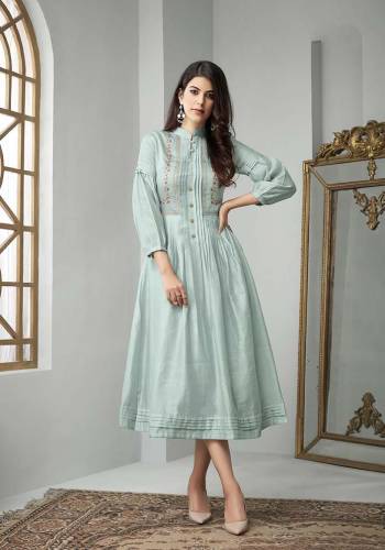 Simple And Elegant Looking Designer Readymade Kurti Is Here In Baby Blue Color Fabricated On Cotton Slub. This Kurti Is Light Weight And Ensures Superb Comfort All Day Long. 