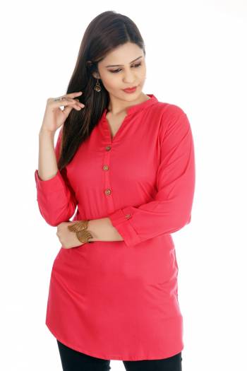 Add This Pretty Simple Readymade Top To Your Wardrobe Fabricated On Rayon. This Top Is Suitable For Your Casual Wear And Available In All Regular Sizes. You Can Pair This Up With Blue Or Black Colored Denim.