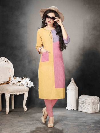 For Your College Or Work Place, This Kurti Is Suitable For All. Grab This Readymade Kurti In Multi Color Fabricated On Khadi Cotton. It Is Light Weight And Easy To Carry All Day Long. 