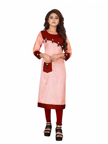 Add This Very Pretty Readymade Kurti To Your Wardrobe For Casual Or Semi-Casual Wear. This Kurti Is Suitable For College, Work Place, Etc. It IS Light Weight And Easy To Carry All Day Long. Buy This Pretty Kurti Now.