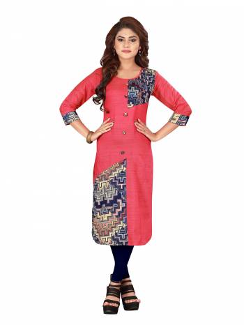 Grab This Readymade Kurti For Your Casual Or Semi-Casual Wear. This Simple Kurti Is Light Weight, Soft Towards Skin And Also Available In All Regular Sizes Which Ensures You Superb Comfort All Day Long. 