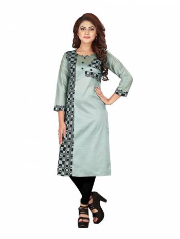 Add This Very Pretty Readymade Kurti To Your Wardrobe For Casual Or Semi-Casual Wear. This Kurti Is Suitable For College, Work Place, Etc. It IS Light Weight And Easy To Carry All Day Long. Buy This Pretty Kurti Now.