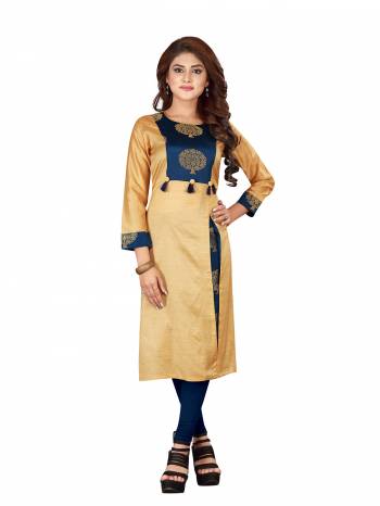 Add This Very Pretty Readymade Kurti To Your Wardrobe For Casual Or Semi-Casual Wear. This Kurti Is Suitable For College, Work Place, Etc. It IS Light Weight And Easy To Carry All Day Long. Buy This Pretty Kurti Now.