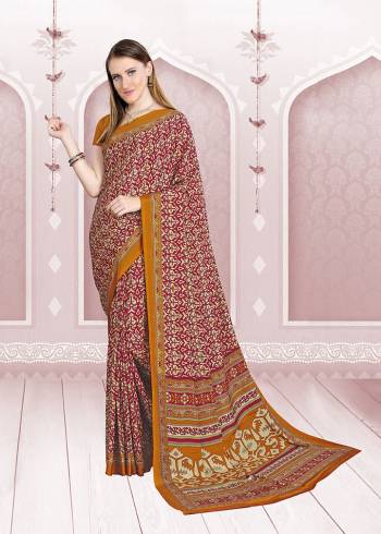 For Your Casuals Or Semi-Casuals, Grab This Light Weight Printed Saree Fabricated On Crepe. Its Fabric IS Soft Towards Skin And Ensures Superb Comfort All Day Long. 